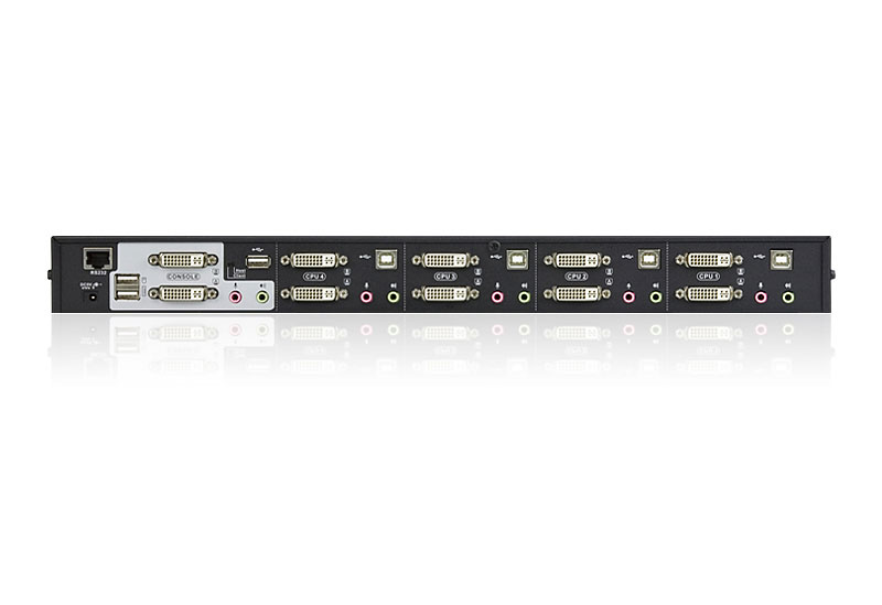 KVM переключатель ATEN DVI+KBD+MOUSE+AUDIO, 1> 4 порта USB, 2 DVI, со шнурами USB/DVI 4х1.8м.+DVI Dual Link 4х1.8м CS1644A-AT-G CS1644A-AT-G