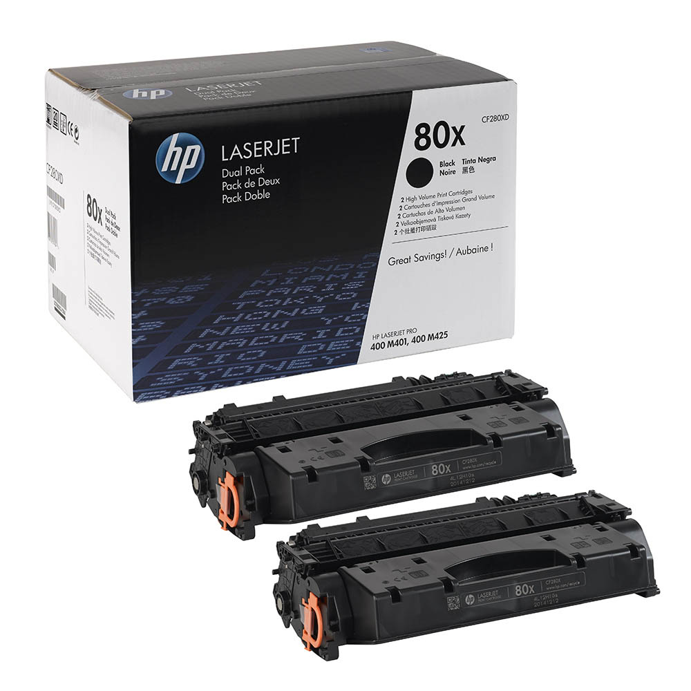 Картридж HP 80X для LJ Pro 400 M401/Pro 400 MFP M425, дв. уп, черный (2*6900 стр.) CF280XF CF280XF