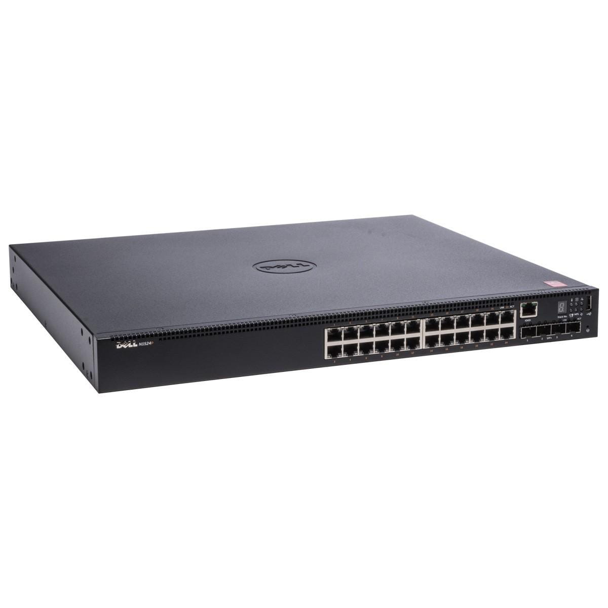 Коммутатор Dell EMC N1524P, PoE+, 24x1GbE, 4x10GbE SFP+ fixed ports, Stackable, no Stacking Cable, air flow from ports to PSU, 3YPSNBD (210-AEVY) N1524P-AEVY-01 N1524P-AEVY-01