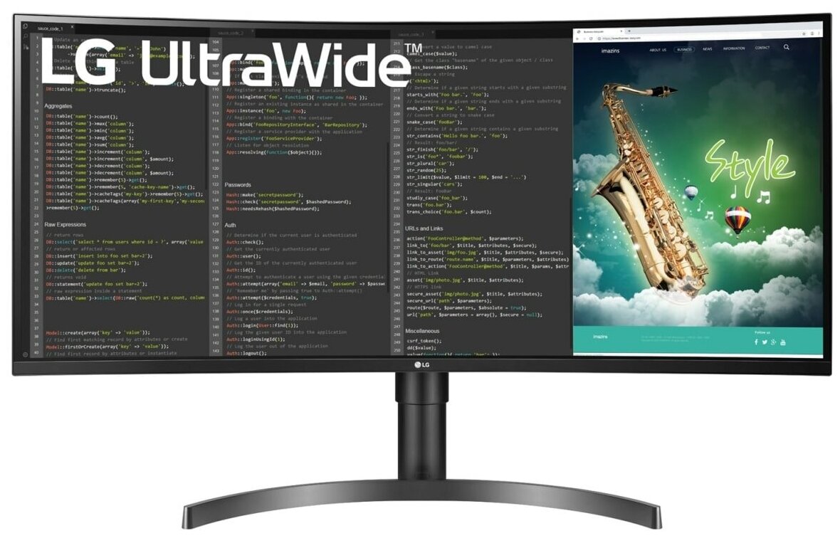 Монитор LG LCD 35" 35WN75C-B {VA 3440x1440 100Hz 5ms Curved 300cd 8bit 178/178 2500:1 5ms 2xHDMI2.0 DisplayPort1.4 FreeSync USB-C 2xUSB3.1 2x7W VESA} 35WN75C-B.ARUZ 35WN75C-B.ARUZ #4