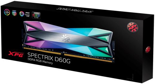Модуль памяти ADATA 8GB DDR4 3600 DIMM XPG SPECTRIX D60G RGB Grey Gaming Memory Non-ECC, CL17, 1.35V, 1024x8, RTL AX4U360038G18A-ST60 AX4U360038G18A-ST60