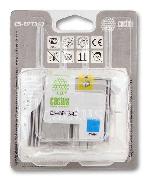 Картридж Cactus струйный CS-EPT342 голубой для Epson Stylus Photo 2100 (15.4мл) CS-EPT342 CS-EPT342