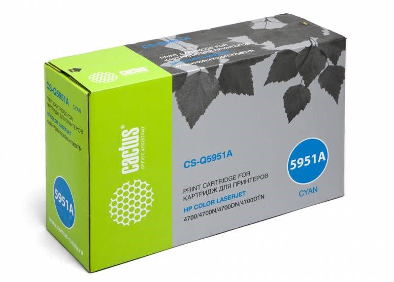 Тонер-картридж Cactus CS-Q5951AR голубой для HP CLJ 4700 (10000стр.) CS-Q5951AR CS-Q5951AR