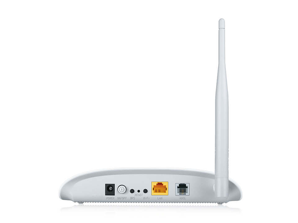 Маршрутизатор TP-Link 150n, с модемом ADSL2+, Annex A, 802.11b/g/n, 1*RJ11, 1*10/100, 1*5 дБи антенна, ADSL-сплиттер TD-W8151N TD-W8151N