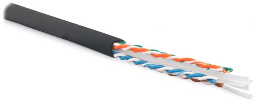 Кабель Hyperline (88 м) витая пара, неэкранированный U/UTP, категория 6, 4 пары (23 AWG), одножильный (solid), для внешней прокладки -40°C – +75°C, LSZH, черный UUTP4-C6-S23-OUT-LSZH-BK-500 UUTP4-C6-S23-OUT-LSZH-BK-500