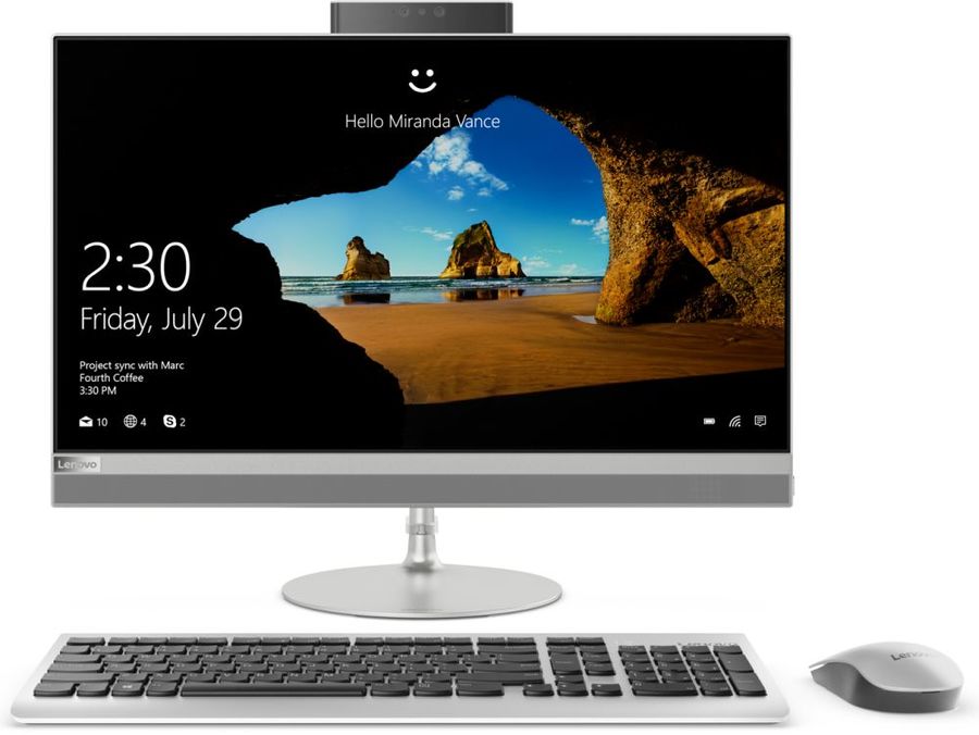 Моноблок Lenovo IdeaCentre 520-24ICB, 23.8" Full HD i3 8100T (3.1), 8Gb, SSD128Gb, UHDG 630, CR, Windows 10, GbitEth, WiFi, BT, 90W, клавиатура, мышь, Cam, серебристый 1920x1080 F0DJ00DERK F0DJ00DERK