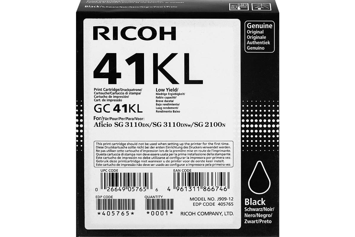 Картридж для гелевого принтера GC41KL черный для Ricoh Aficio SG2100N/3110DN/DNw (600стр) 405765