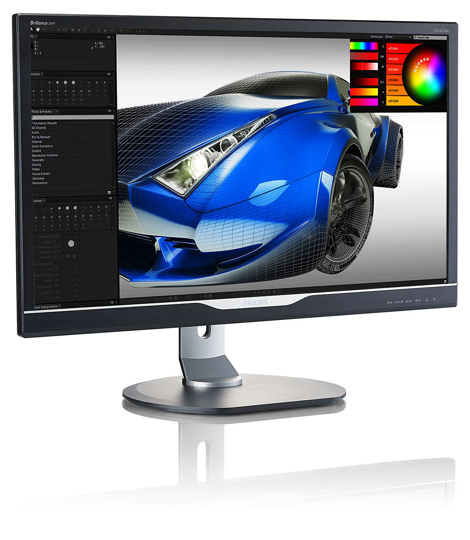 Монитор Philips 28" 288P6LJEB 3840x2160 4K UHD TN LED 16:9 1ms VGA DVI HDMI HDMI-MHL DP 2*USB2.0 2*USB3.0 50M:1 170/160 300cd HAS Pivot Tilt Swivel Speakers Black 288P6LJEB/00 288P6LJEB/00