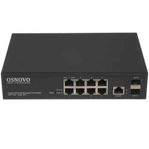 Коммутатор Osnovo 8G 2SFP 8PoE+ 150W управляемый SW-80802/L(150W) SW-80802/L(150W)