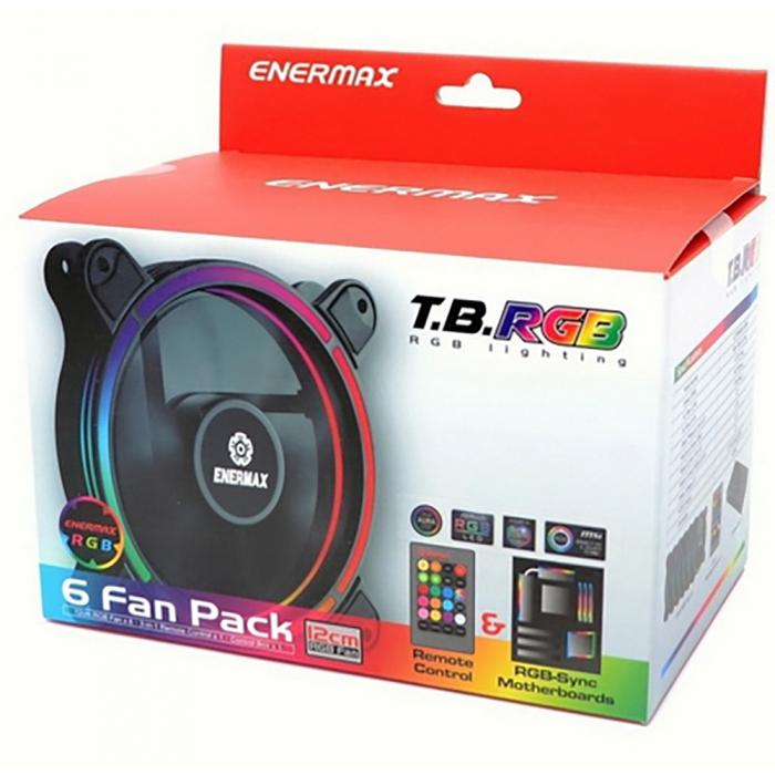Вентилятор Enermax FAN 120mm, комплект из 6 шт, RGB, 500-1500rpm, 13.71-47,53CFM, 14-22dBA, RTL UCTBRGB12-BP6 UCTBRGB12-BP6
