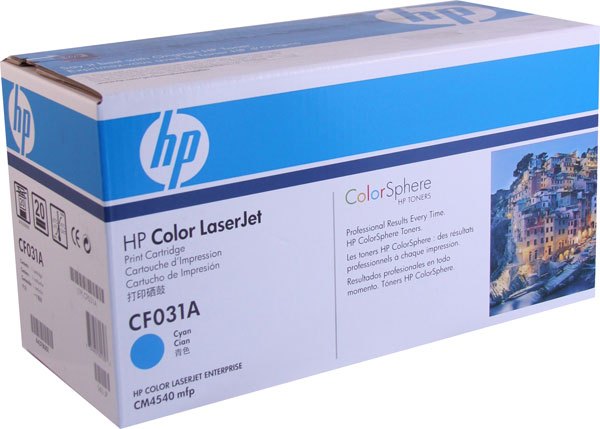 Тонер-картридж HP голубой для HP CM4540 (12500стр.) CF031A CF031A