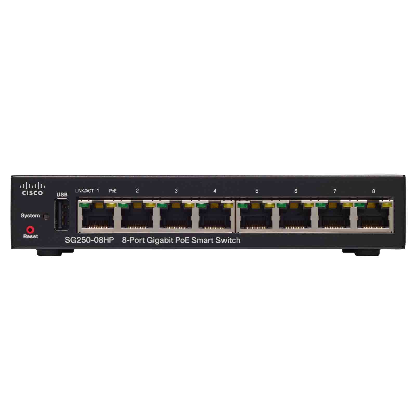 Коммутатор Cisco SG250-08HP 8-Port Gigabit PoE Smart Switch SG250-08HP-K9-EU SG250-08HP-K9-EU