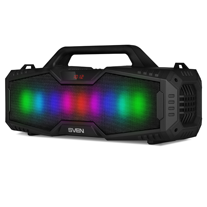 Портативная колонка Sven PS-480, черный, 2.0, мощность 2x12 Вт (RMS), Bluetooth, FM, USB, microSD, LED-дисплей, встроенный аккумулятор SV-016715 SV-016715