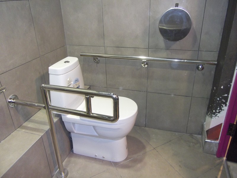 Поручни для инвалидов в туалетной комнате. Фото
