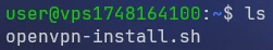 вывод команды ls в папке с файлом openvpn-install.sh