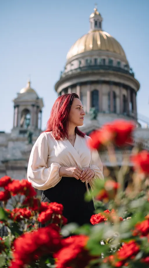 AI-фотосессия «Architectural Portrait with Floral Framing»
