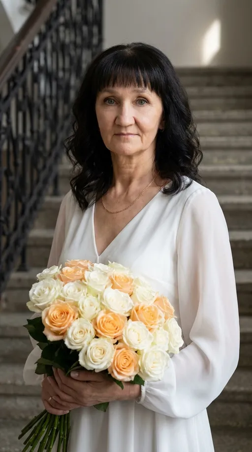 AI-фотосессия «Serene Bridal Portrait on Staircase»