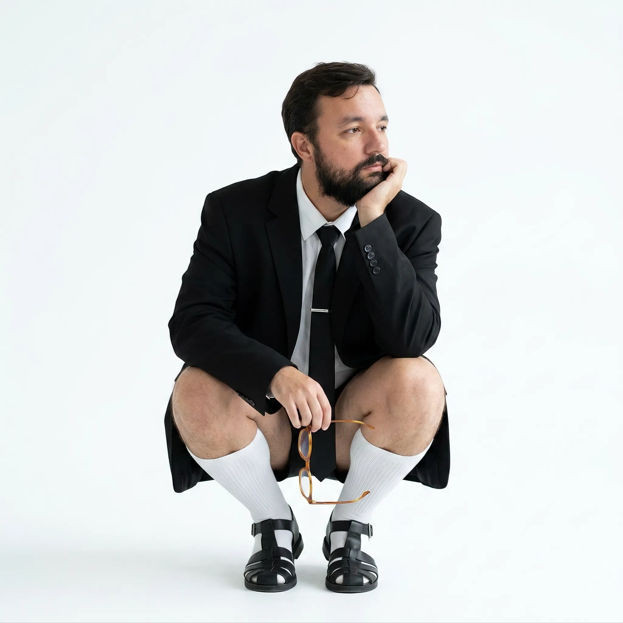 AI-фотосессия «High-Key Minimalist Fashion Squat»