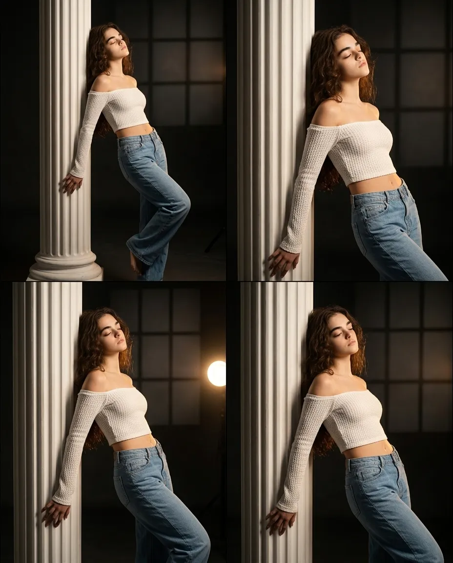 AI-фотосессия «FOUR-PANEL STUDIO STUDY WITH CLASSICAL COLUMN»