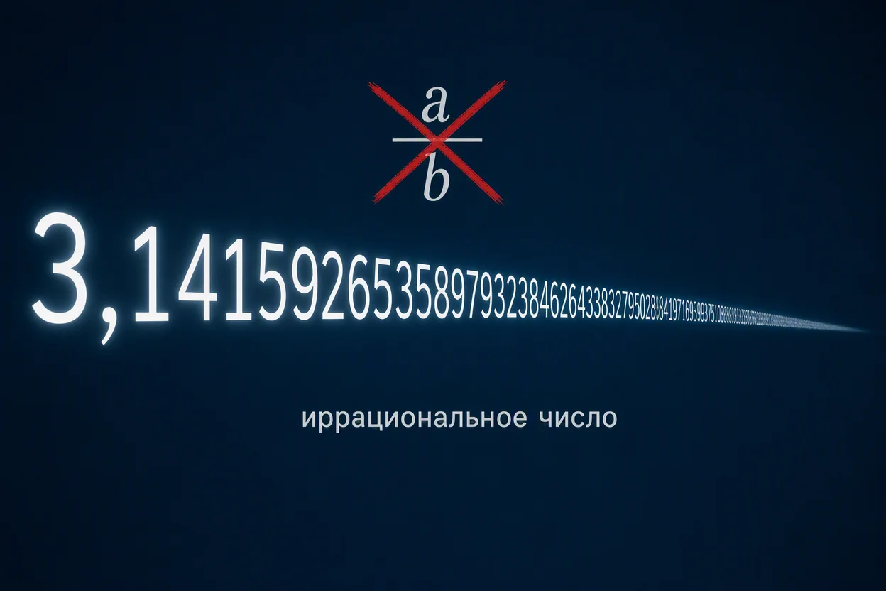 Что такое число пи как иррациональное число — бесконечная непериодическая дробь на ленте цифр