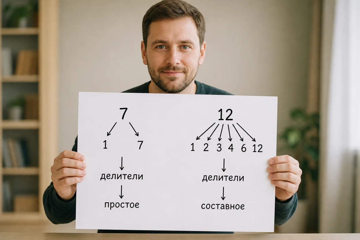 что такое простое число — делится только на себя и единицу на схеме