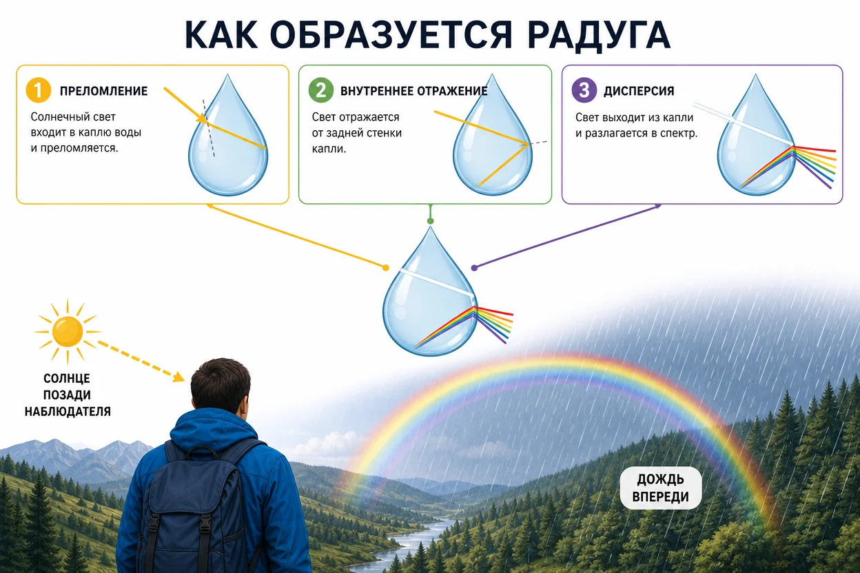 как образуется радуга: принципы работы — визуальная схема