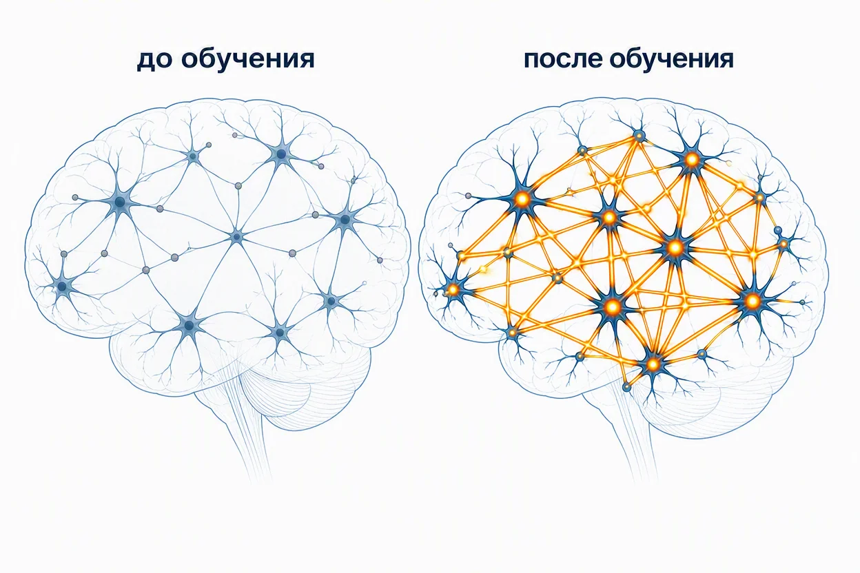 Нейропластичность — перестройка нейронных связей при обучении новому навыку