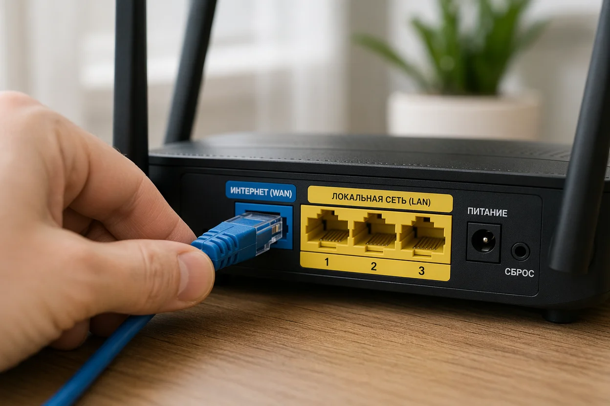 Как сделать чтоб интернет работал шаг 3: проверка Ethernet-кабеля и переподключение в порт WAN