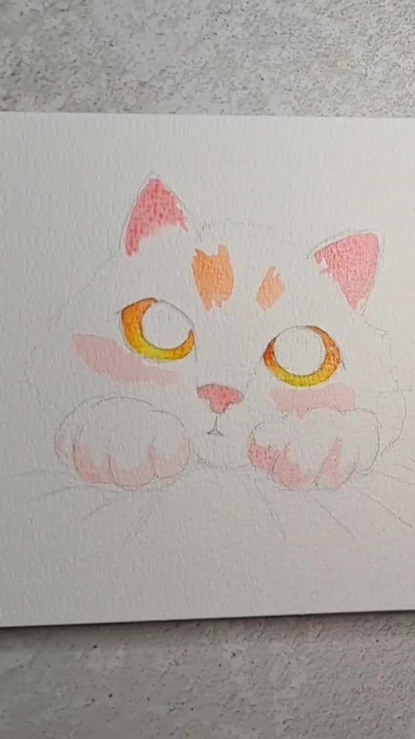 Котик акварелью