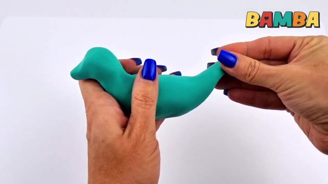 ВЕСЁЛЫЕ ДИНОЗАВРИКИ.🦕 ЛЕПИМ СТЕГОЗАВРА из воздушного пластилина.