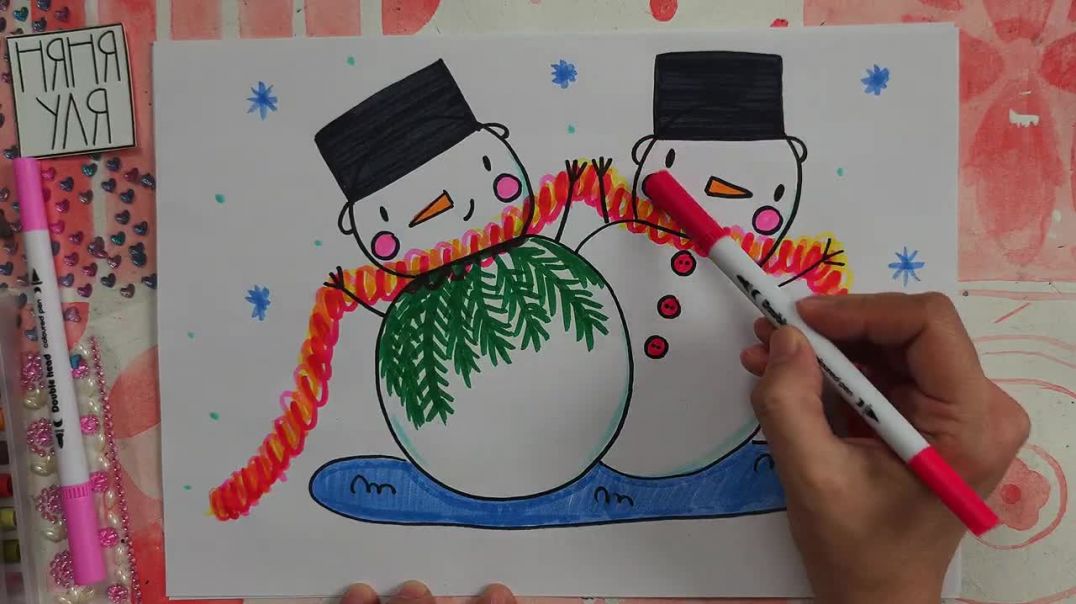 РИСУЕМ СНЕГОВИКОВ