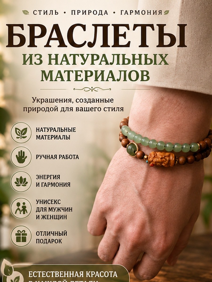 Стильные браслеты из натуральных материалов