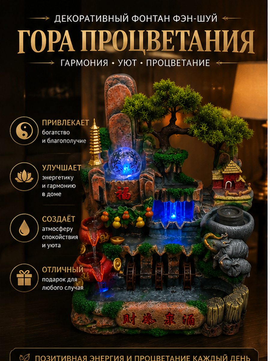 Декоративный фонтан Фэн-шуй «Гора Процветания»