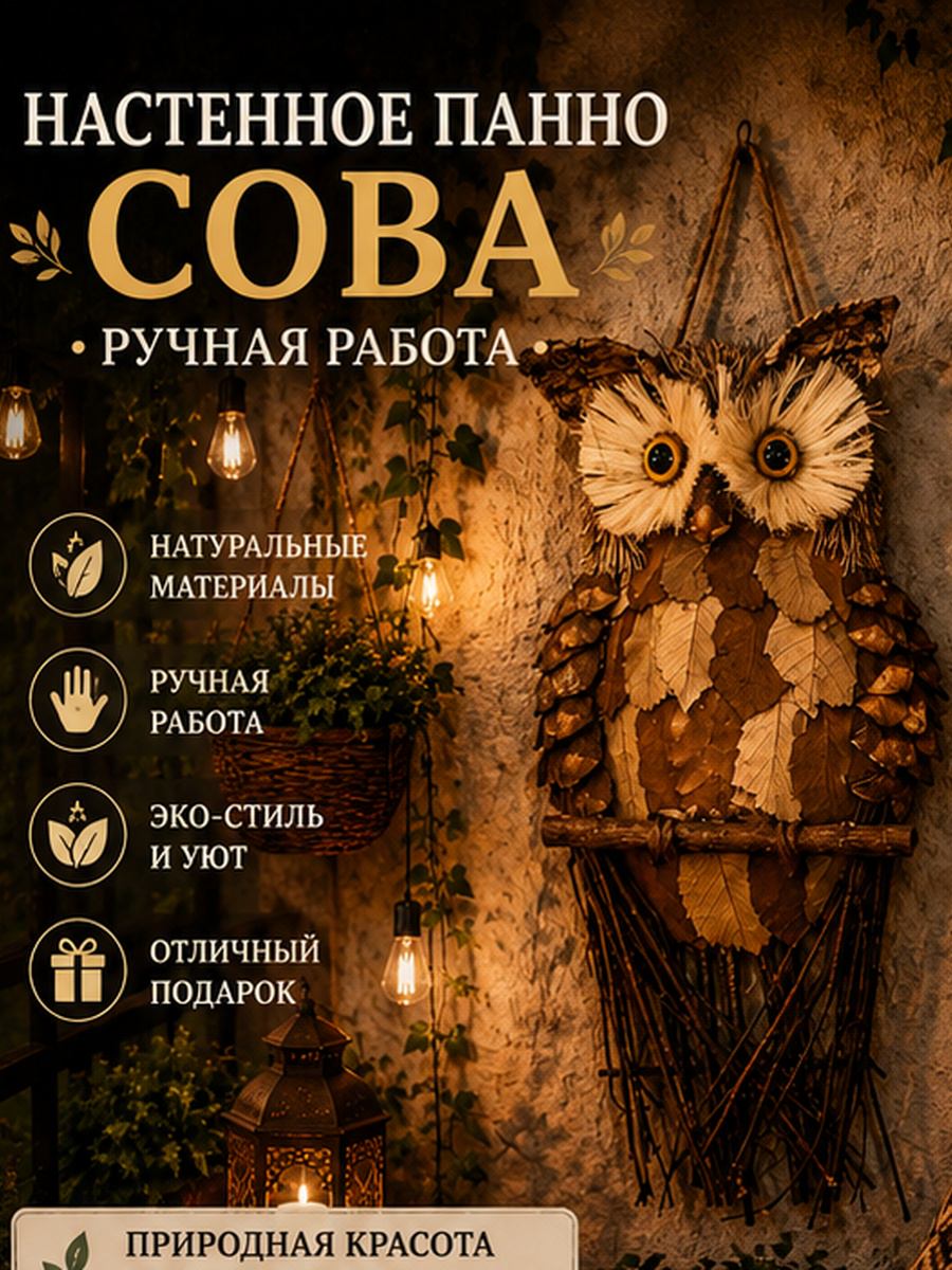 Настенное панно «Сова» — оригинальный декор ручной работы