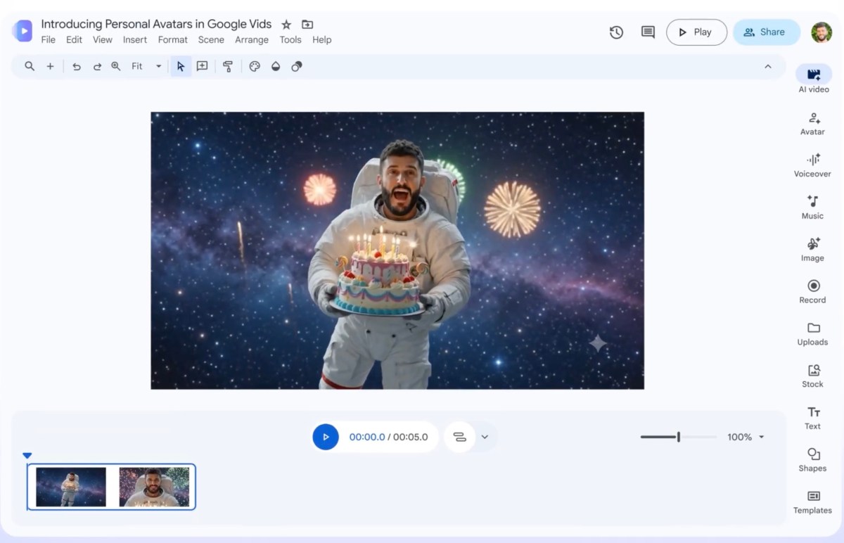 Google научит Vids создавать видео с вашим цифровым двойником