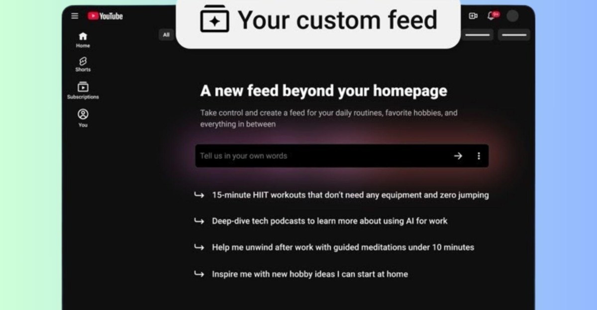 YouTube позволяет попросить ИИ собрать ленту под ваше настроение