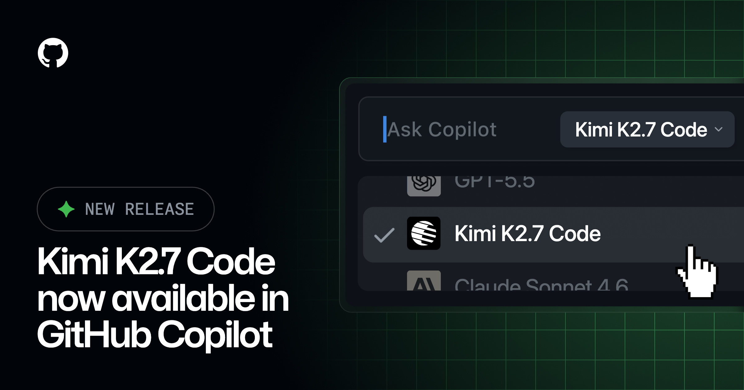 GitHub Copilot впервые открыл доступ к открытой модели — Kimi K2.7 Code