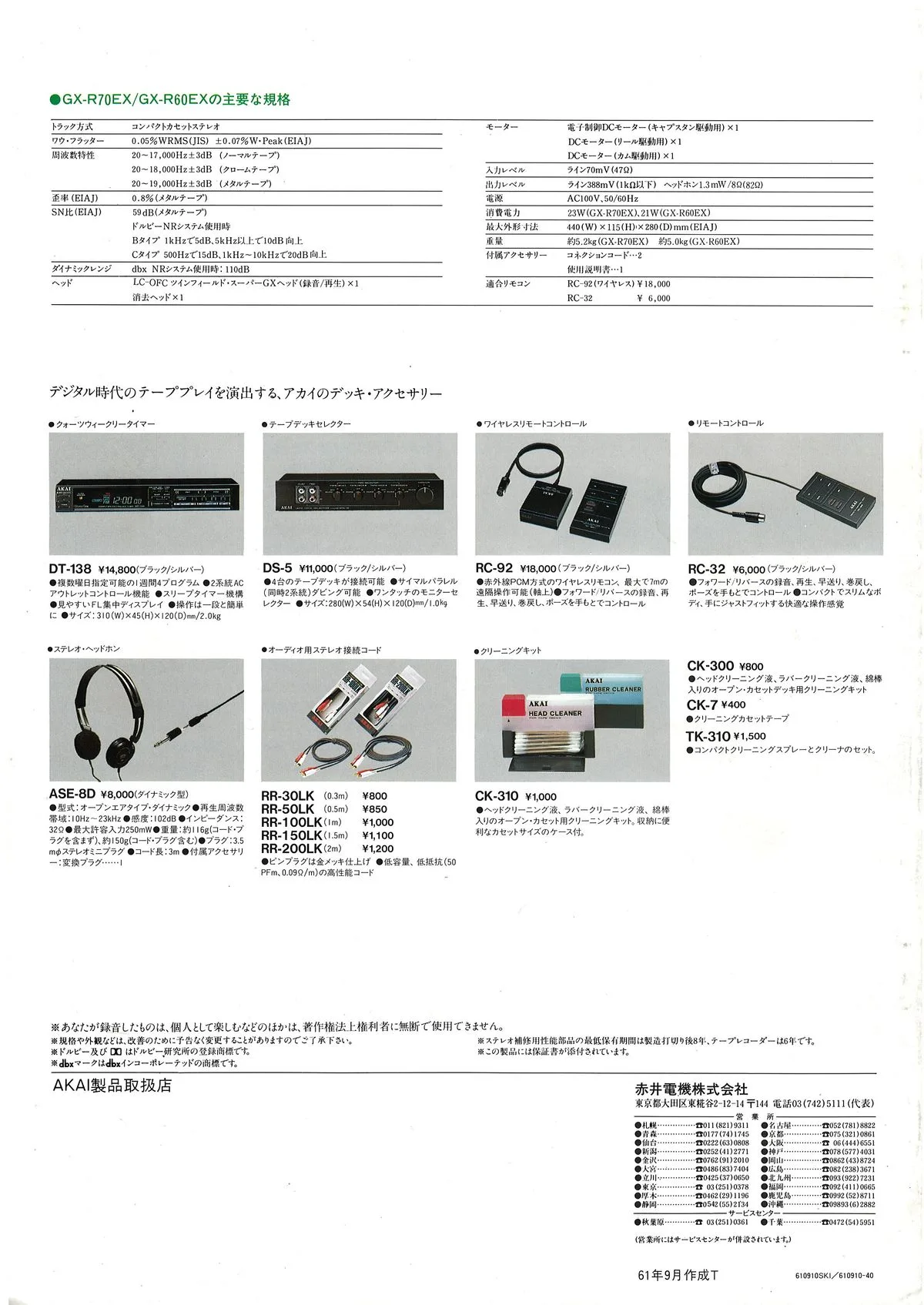 AKAI Cassette Deck GX-R60EX / GX-R70EX September 1986 - 4