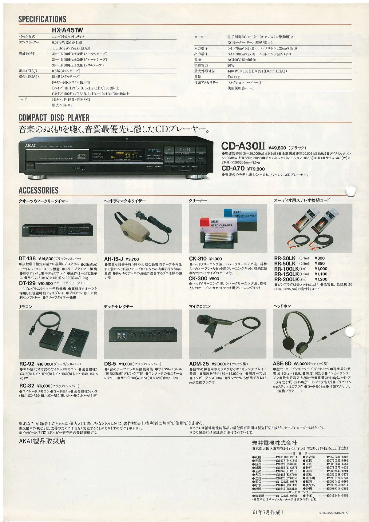 AKAI Tape Deck HX-A451W — 3