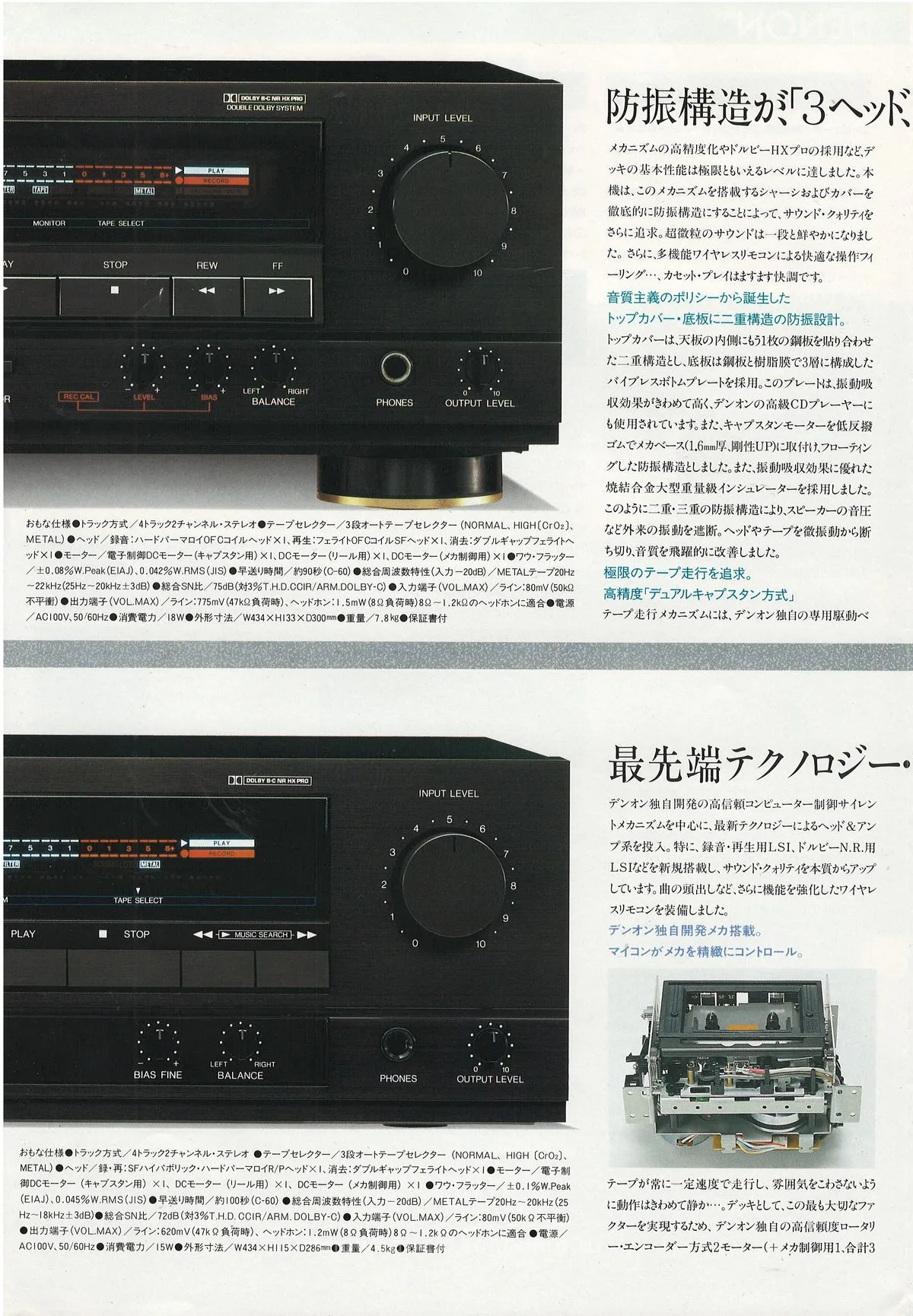DENON Stereo Cassette Tape Deck DR-M27HX DR-M15HX April 1988 - extra 2
