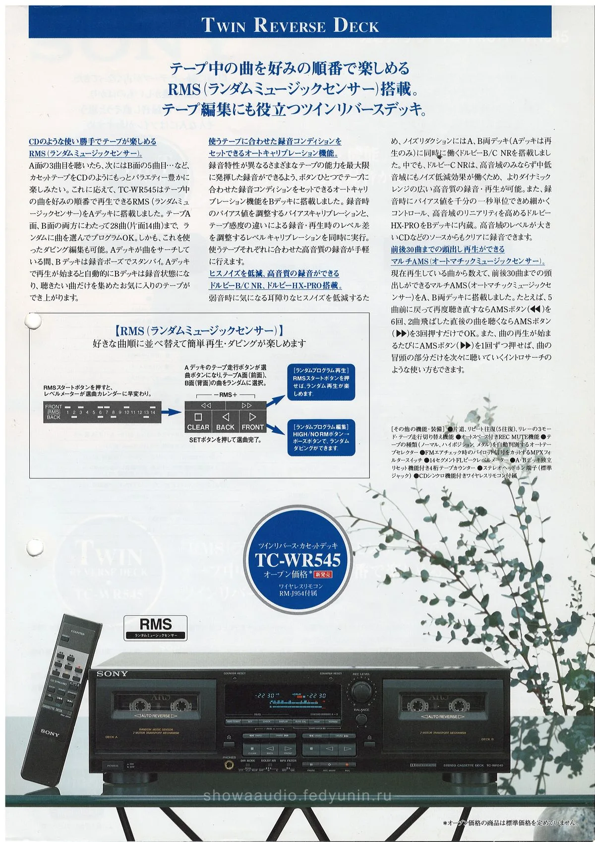 Sony TC-RX311 / TC-WR545, March 1995 — 3