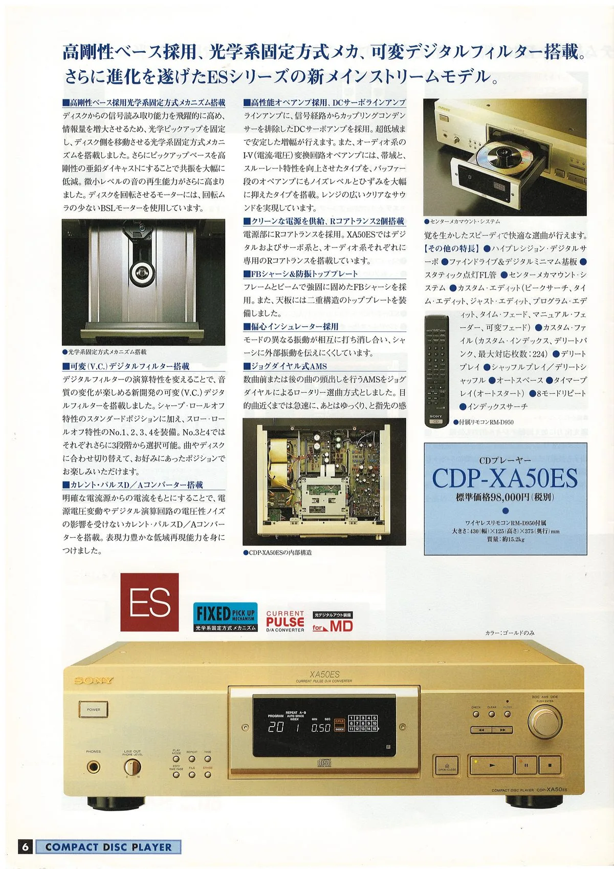 SONY ES. CD / Video CD / LD / Cassette / DAT. July 1998 — 4