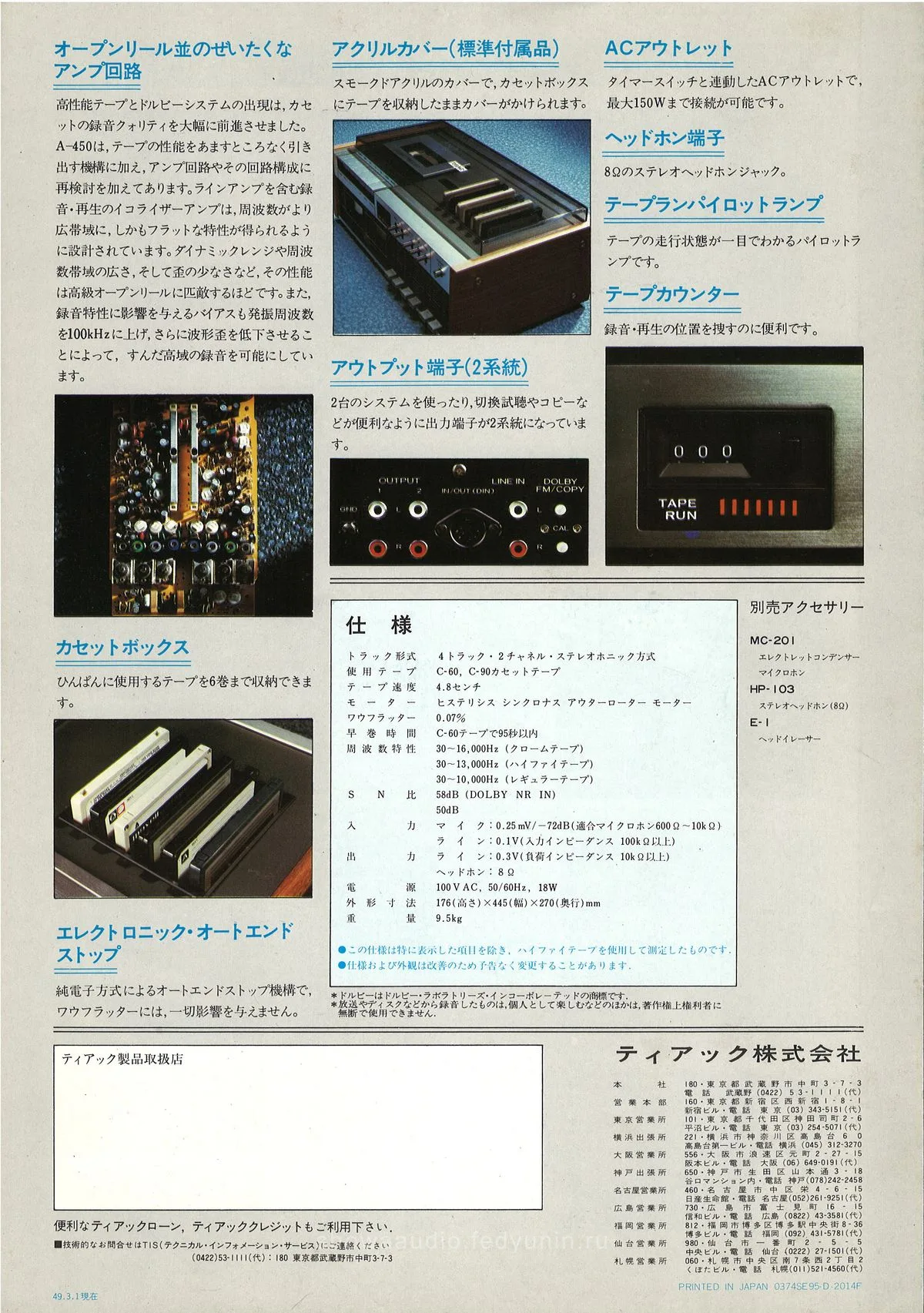 TEAC A-450 Stereo Cassette Deck — 6