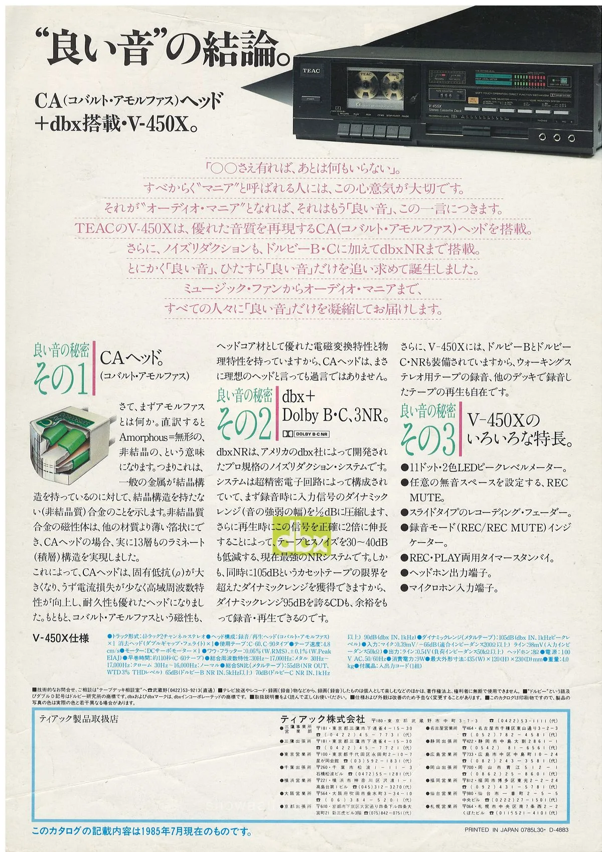 TEAC Cassette Deck V-450X — 2