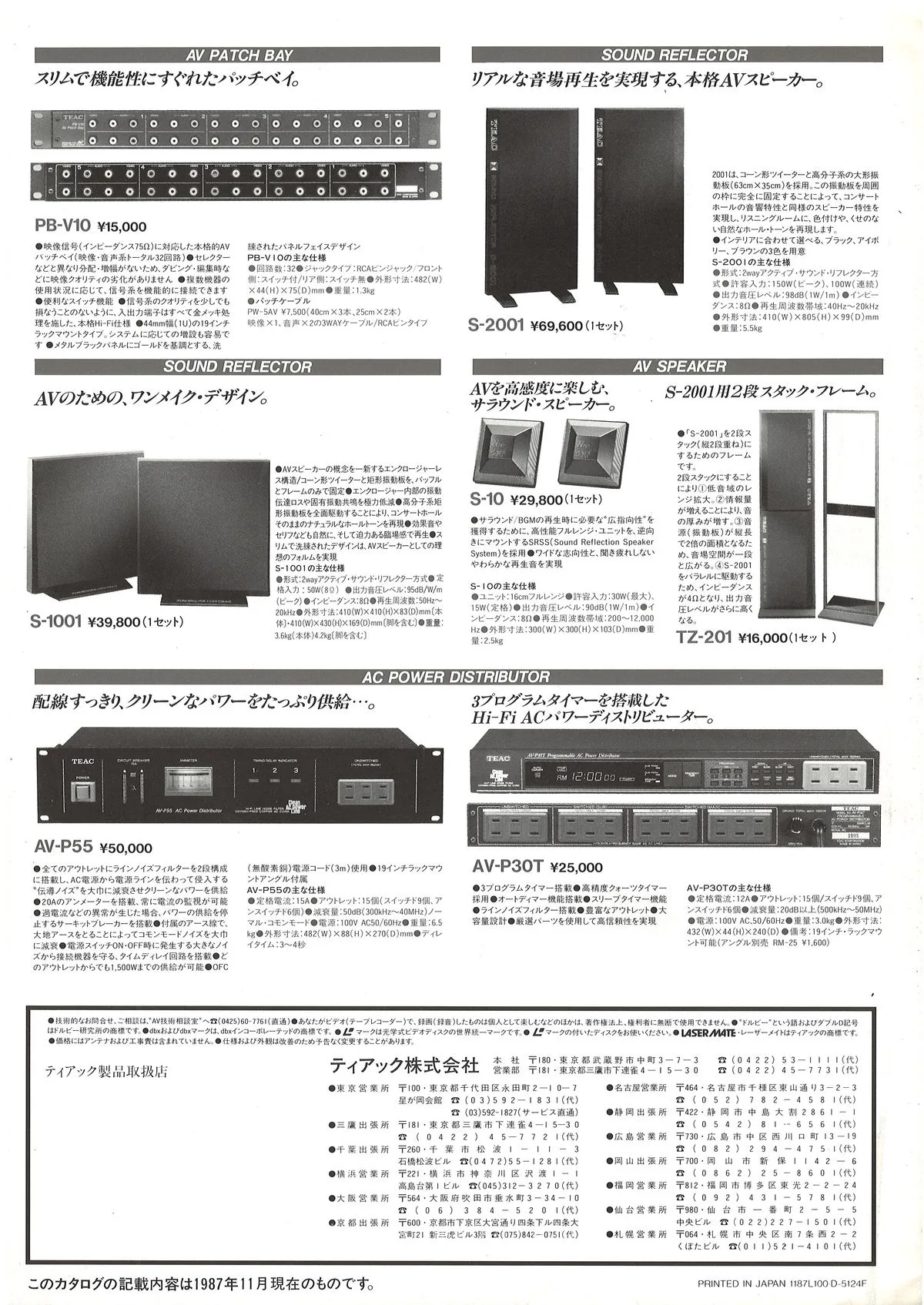 TEAC Full Line-Up November 1987 — 6