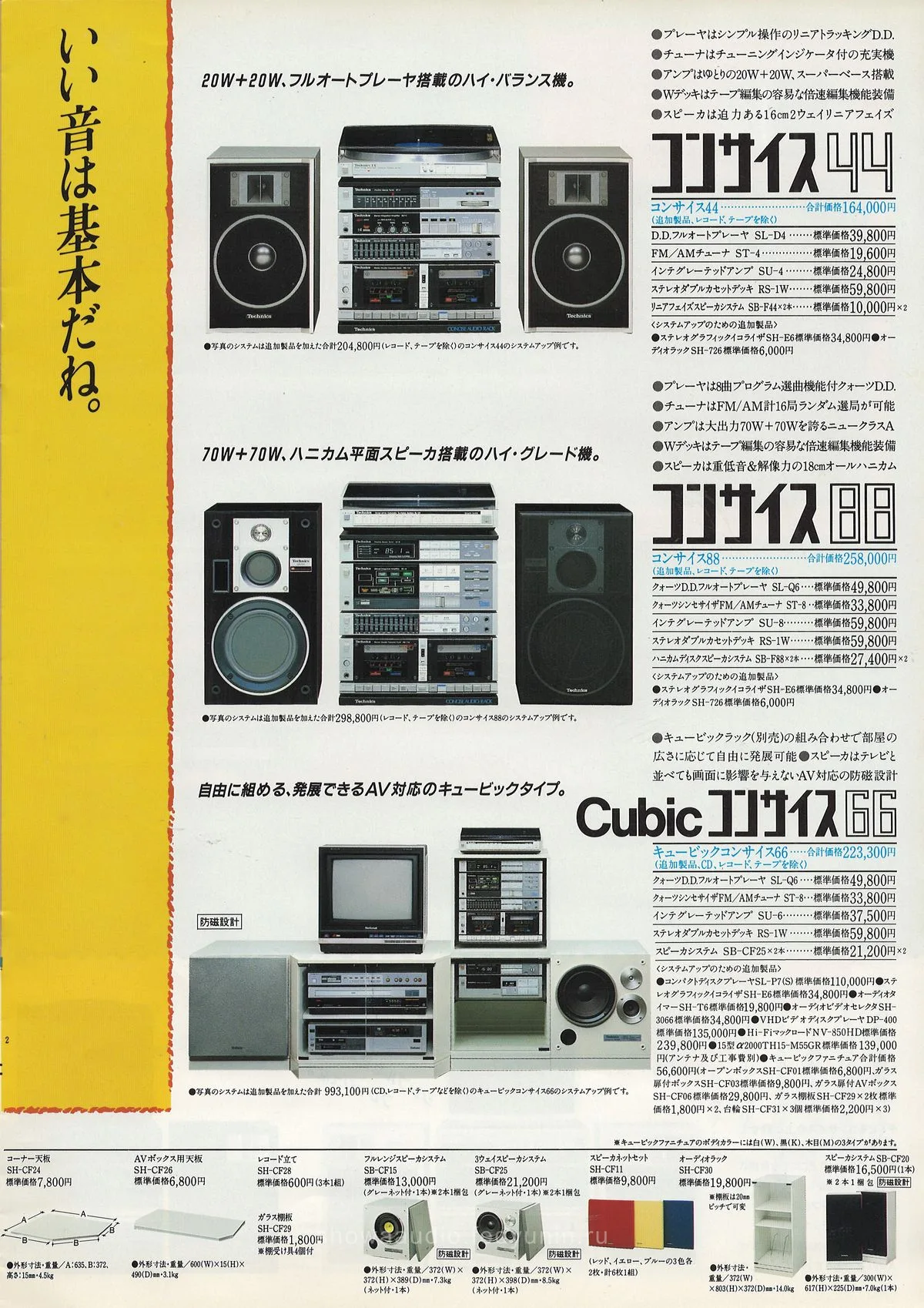 Technics Concise Series Catalog, May 1984 - extra 4