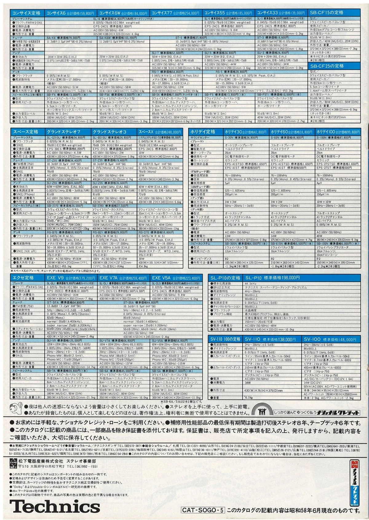 Technics Stereo Catalog, June 1983 - 11
