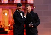 Тони Кроос восхитился достижениями Новака Джоковича на премии Laureus World Sports Awards Тони Кроос восхитился достижениями Новака Джоковича на премии Laureus World Sports Awards