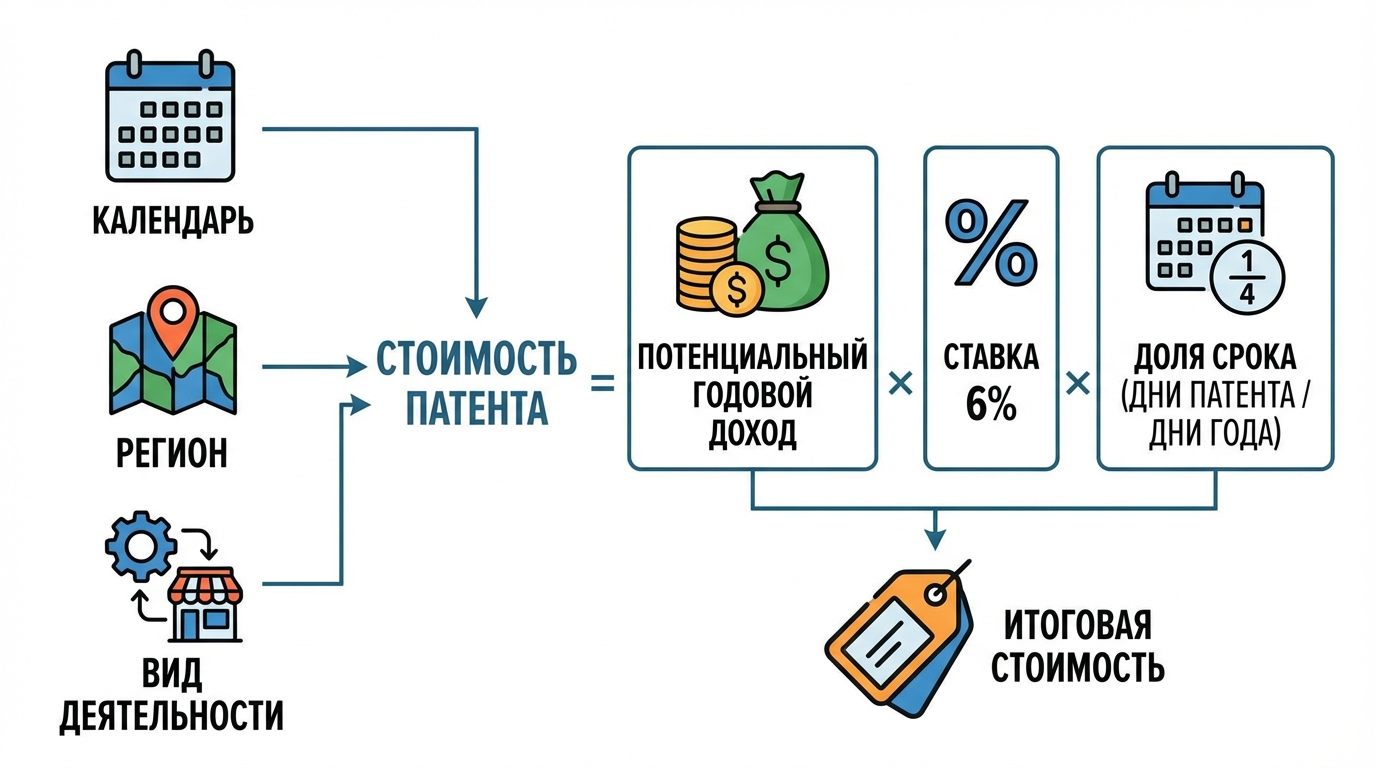 Схема расчета стоимости патента