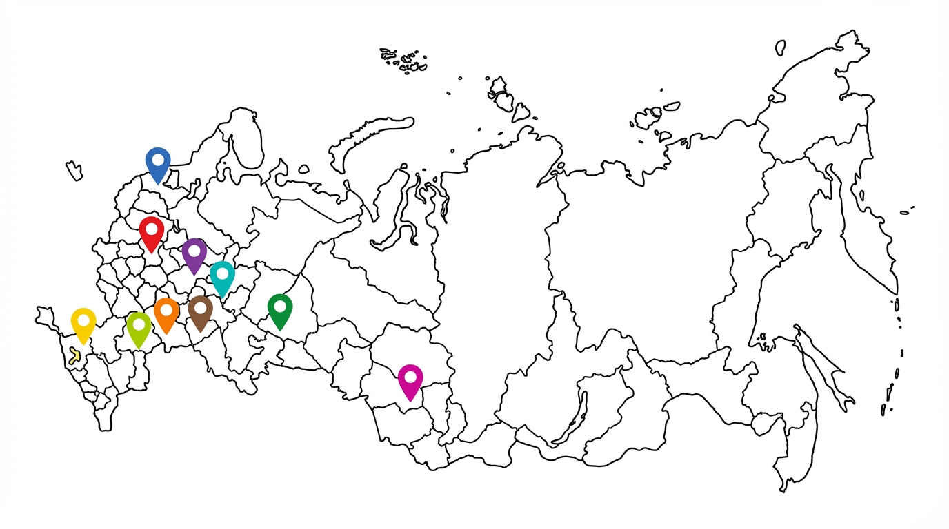 Карта России с отметками бюро